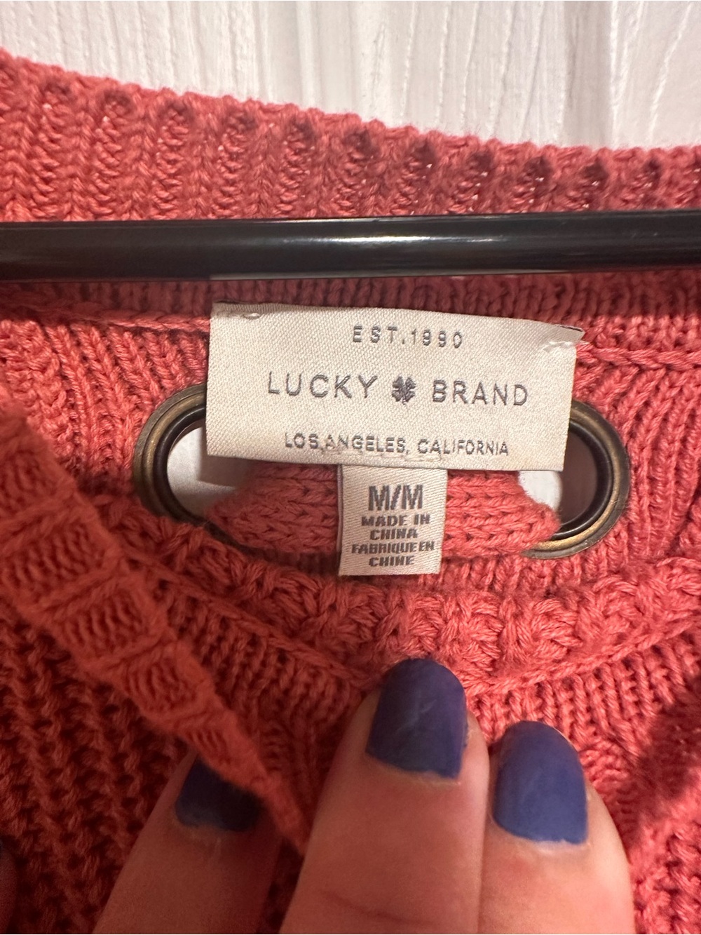 Lucky Brand Coral Knit Crewneck Sweater
